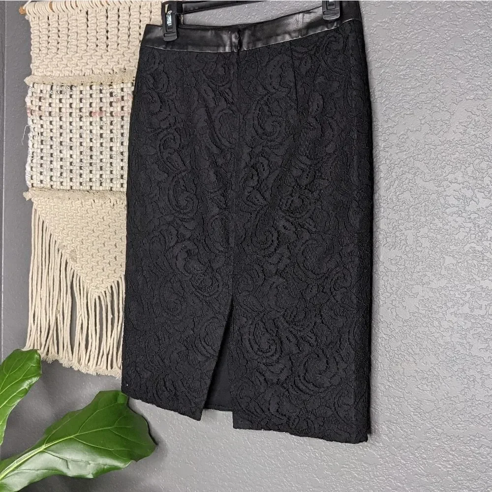 Ann Taylor 4 Tall Black Lace Pencil Skirt
